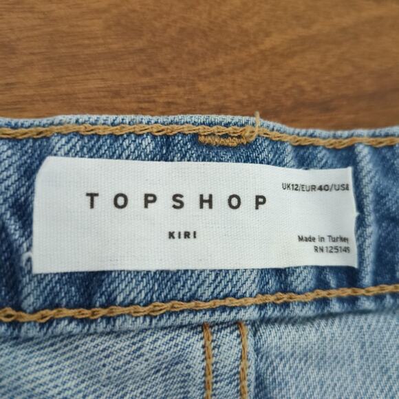 Topshop Kiri denim Mini shorts with frayed hem size 8 - Picture 2 of 8